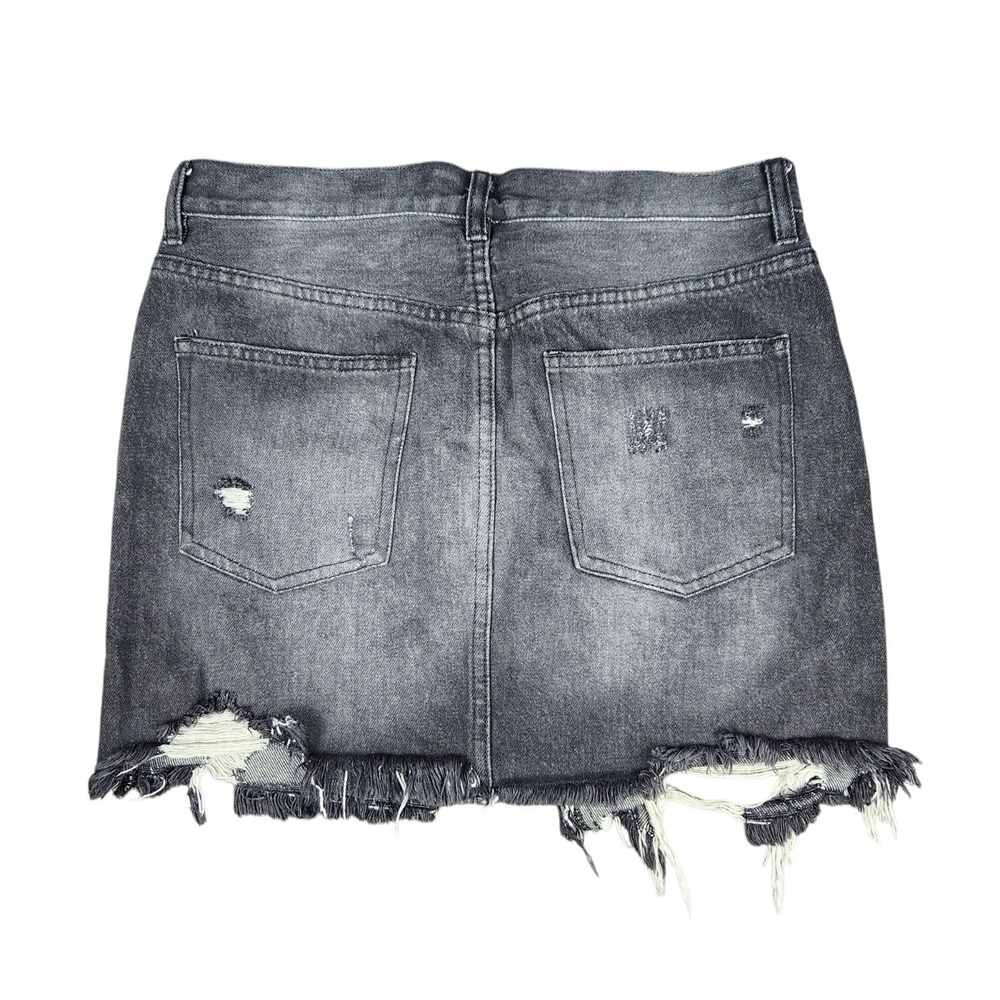 We The Free Relaxed And Destroyed Black Denim Skirt Womens Size 28 Free People - Picture 2 of 11